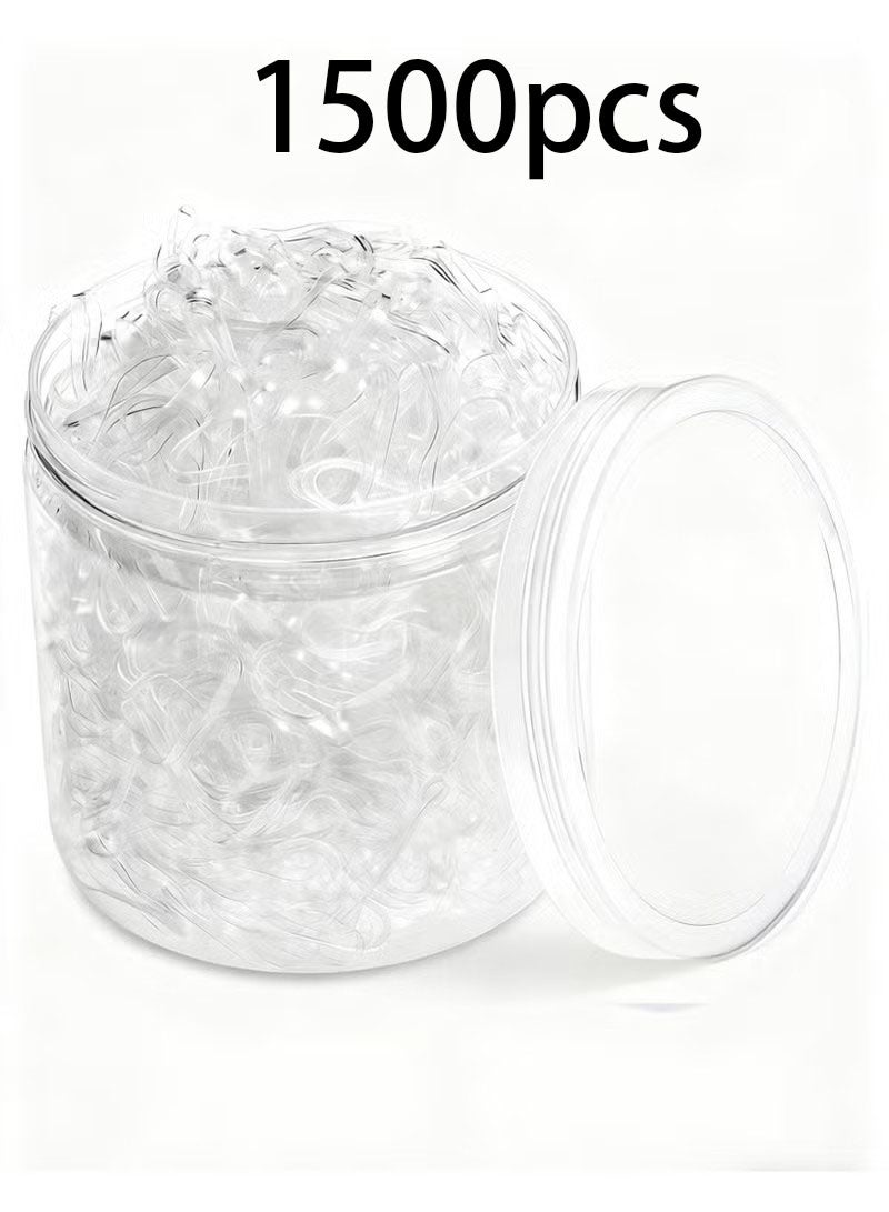 1500 قطعة من ربطات الشعر المطاطية الصغيرة الشفافة - ربطات مطاطية ناعمة للأطفال الرضع والفتيات الصغيرات | ربطات شعر لا تسبب شد الشعر | ربطات شعر بوليستر لطيفة ومتينة - Image 1